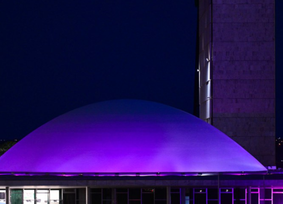 Senado ganha iluminação roxa em homenagem ao Dia Internacional da Mulher