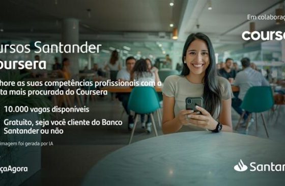 Sergipanos podem concorrer a 10 mil vagas gratuitas do Santander para cursos relacionados a marketing e comunicação, soft skills, sustentabilidade e ciência de dados
