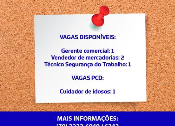 NAT comunica cinco vagas disponibilizadas nesta semana