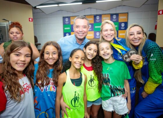 Governador Fábio Mitidieri recebe vice-campeãs do Mundial de Ginástica Rítmica
