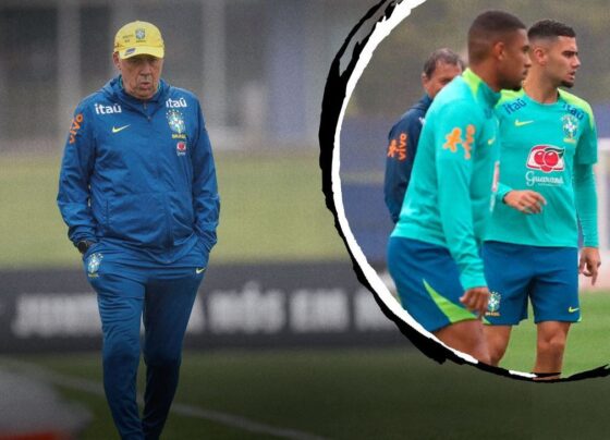 Seleção treina com Andreas, e Ancelotti mescla times antes de definir titulares