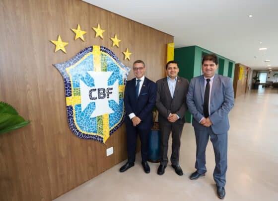 Presidente da FSF recebe governador do Estado na CBF