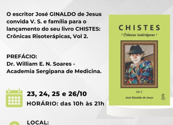 Lançamento do livro “CHISTES: Crônicas Risoterápicas – Vol. 2” promete trazer alívio e reflexão em tempos difíceis