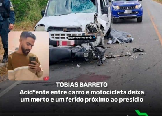 Colisão frontal deixa um morto e um ferido na SE-290, em Tobias Barreto
