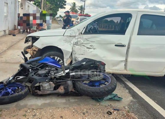 Colisão entre carro e moto deixa motociclista ferido em Lagarto