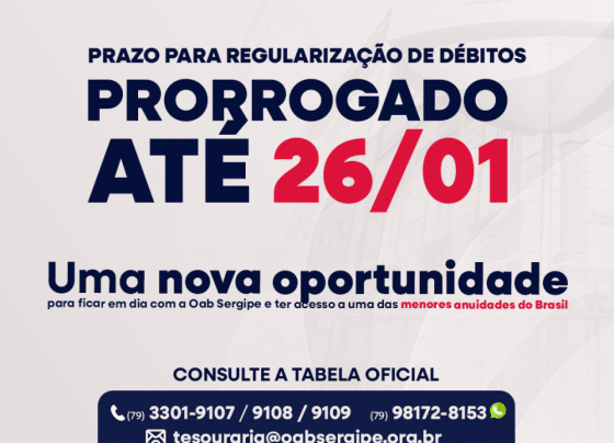 OAB/SE prorroga prazo de regularização para garantir descontos na anuidade 2026 – FaxAju