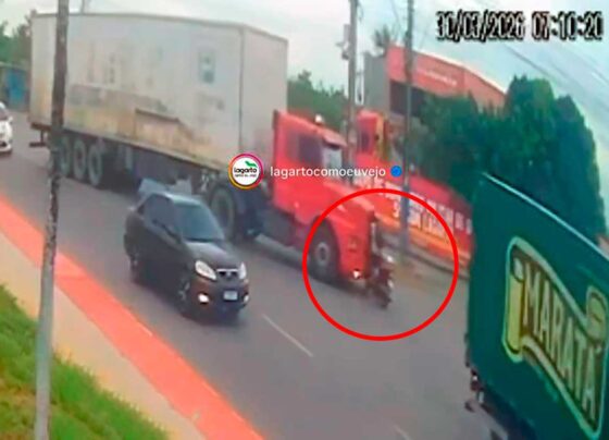 Colisão entre carreta e motocicleta é registrada na SE-270, em Lagarto