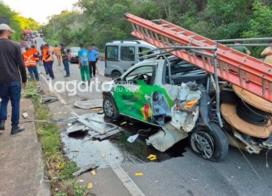Grave acidente entre carros e caminhão é registrado na rodovia entre Lagarto e São Domingos