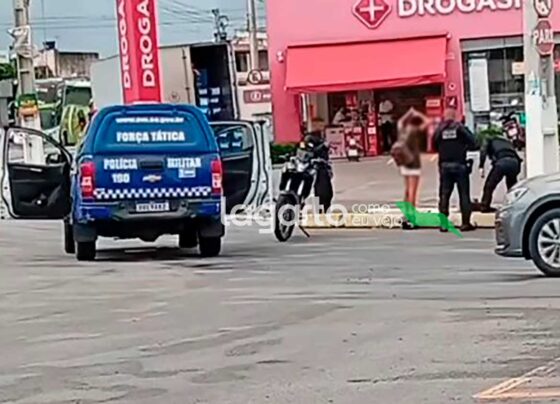 Motociclista sem placa e sem CNH é conduzido à delegacia após fuga e queda em Lagarto