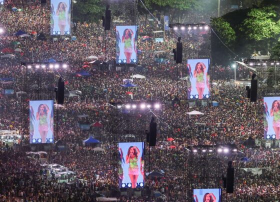 Mais de 2 milhões de pessoas assistem ao show de Shakira em Copacabana