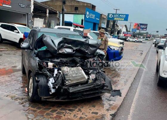 Mulher e duas menores ficam feridas após colisão entre carro e caçamba em Lagarto