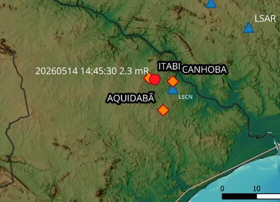 Tremor de terra é registrado em três municípios de Sergipe