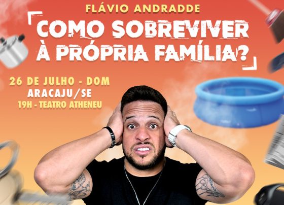 “Como Sobreviver à Própria Família?”: humorista Flávio Andradde apresenta espetáculo em Aracaju neste domingo (26), no Teatro Atheneu