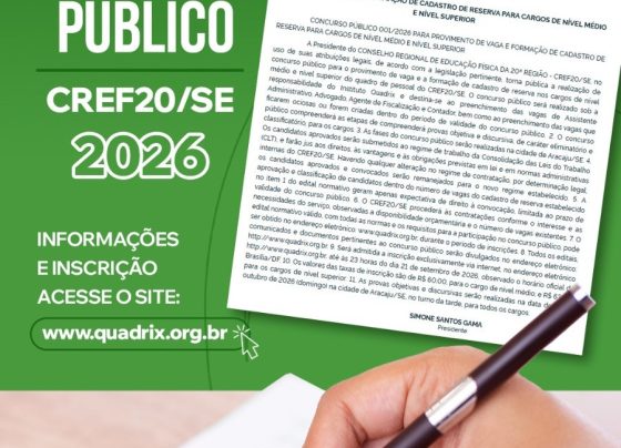 CREF20/SE abre concurso público com 170 vagas para níveis médio e superior