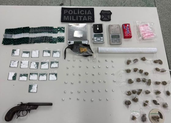 PM apreende arma de fogo e drogas durante ação em Maruim