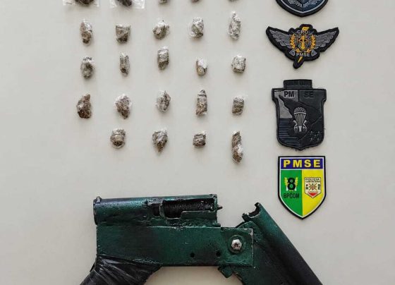 PMSE apreende arma de fogo e drogas após tentativa de roubo na capital