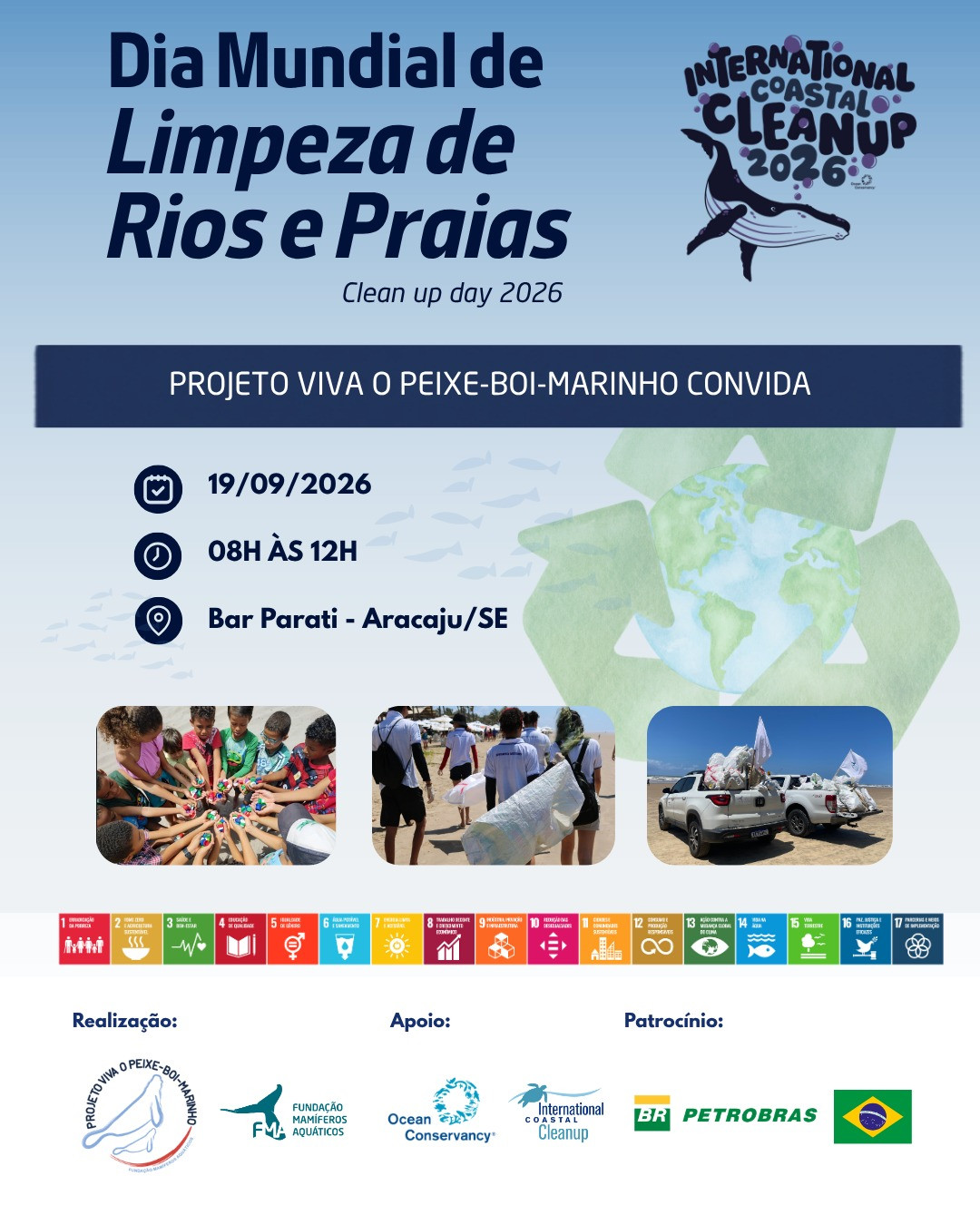 SERGIPE SE UNE AO PROJETO VIVA O PEIXE-BOI-MARINHO PELA CONSERVAÇÃO DAS PRAIAS NA 11ª EDIÇÃO DO CLEAN UP DAY