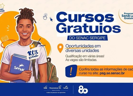 Senac Sergipe abre inscrições, a partir desta segunda-feira (28), para 575 vagas em cursos gratuitos em seis municípios