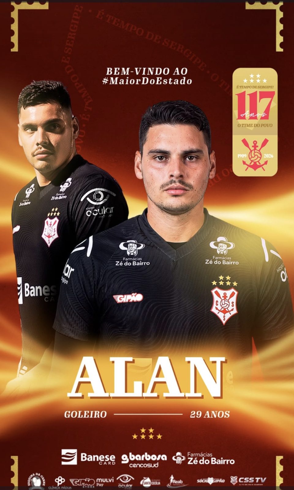 Sergipe anuncia contratação do goleiro Alan Alves para a próxima temporada