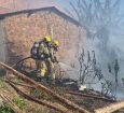 CBM combate incêndio em vegetação próximo a casas no bairro Cidade Nova